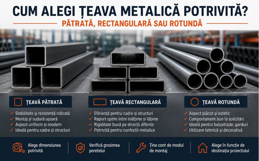 Cum alegi teava metalica potrivita patrata rectangulara sau rotunda